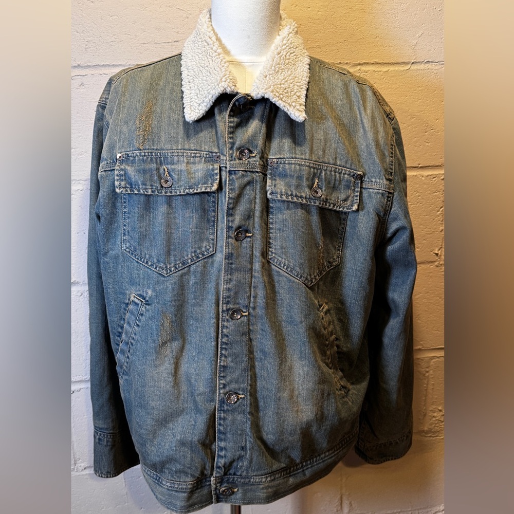 Old Navy Blue and White Lightweight Shirt Jacket
